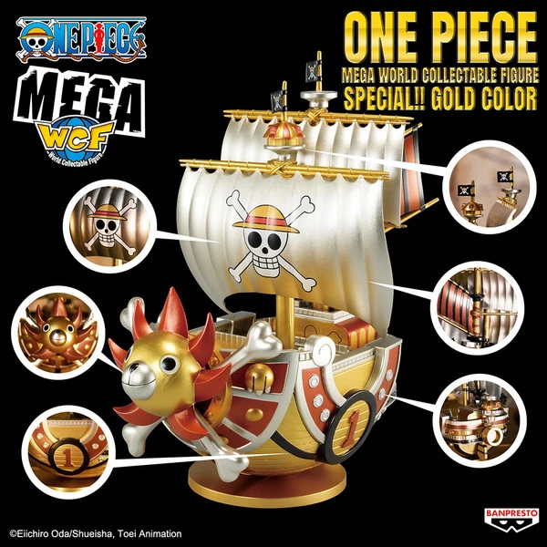 BANPRESTO Sunny Pirate Ship Special Gold Color Ver One Piece Mega World Collectable Prize Figure 7 BANPRESTO Sunny Pirate Ship Special Gold Color Ver One Piece Mega World Collectable Prize Figure - Image 5